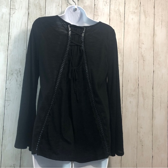 Takara Lace Up Tie Back Bell Sleeves Blouse Medium - Picture 2 of 6